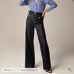 J. Crew High-Rise Wide-Leg sailor trouser rinse wash jeans. NWT